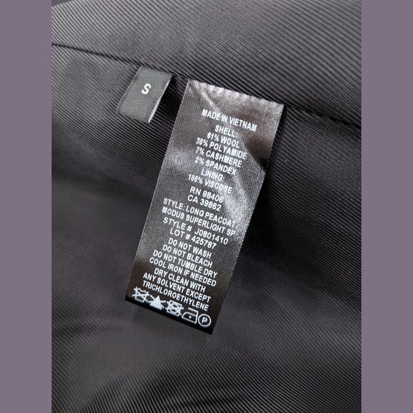 Theory Size S Womens Modus Superlight Wool Blend Long Peacoat in Black - Picture 15 of 16